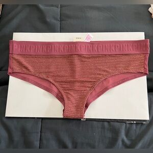 NWT Victoria’s Secret PINK Pink Gold Logo Waistband Cheekster Panties VS Large L
